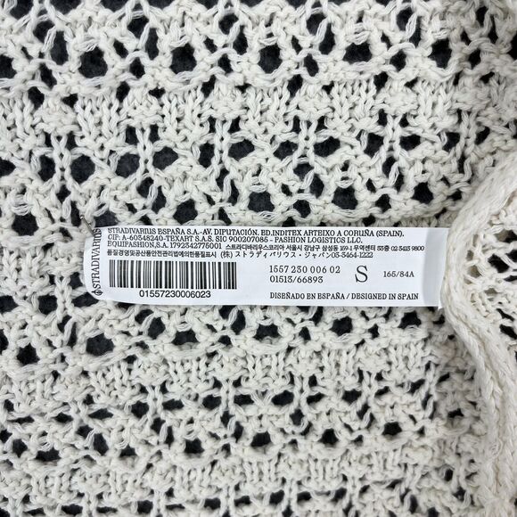 Stradivarius Sweater Womens Small Cropped Crochet Open Knit Bolero Cardigan boho - Picture 10 of 16